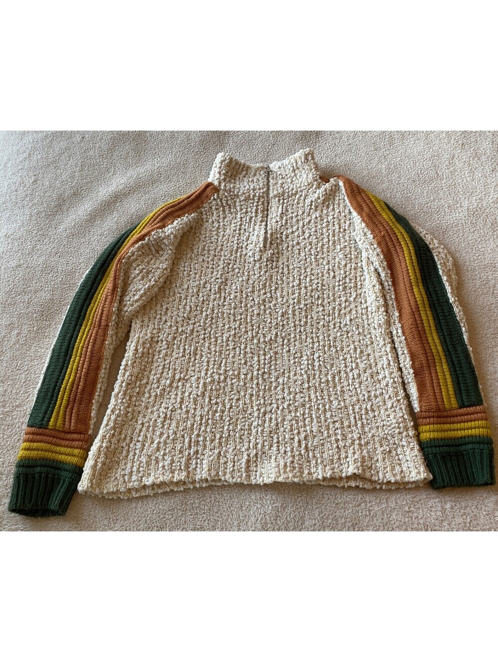 Mystree POPCORN TEXTURE Mock Neck 1/4 Zip Pullover Sweater Women's Small